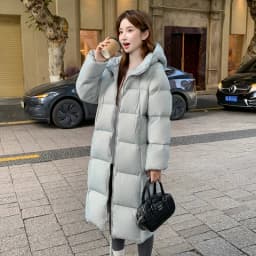 2025 Winter Down Cotton Coat Women Long Windproof Warm Long Sleeve Hooded Jacket Solid Color Slim Lady Parkas Overcoat Female