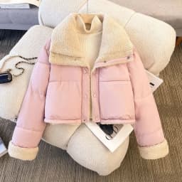 Women's Down Cotton Jacket 2025 Double-sided Loose Thick Ladies Winter Parkas Coat Lapel Imitation Lamb Hair Female Outerwear