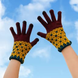 Winter Thicken Warm Gloves For Women Students Cute Sunflower Knitted Touch Screen Gloves Girls Outdoor Riding Skiing Gloves New