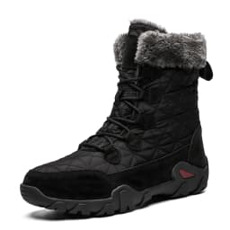 New Winter Men Snow Boots Fur Plush Warm Men Ankle Boots Plus Size Waterproof Men Boots Outdoor Non-Slip Hiking Boots Work Shoes