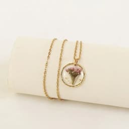 Pressed Flower Charm Necklace Handmaking Epoxy Resin Dried Flower Series Necklaces Natural Flowers Pendant Custom Chain Necklace