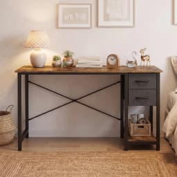 MCQ 47 Inch Standing Office Computer Desk with Drawers and Side Hook Ergonomic Gaming Desk With Storage X‑Frame Stability For Home Office Small Space