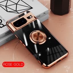 Slim Plating Clear Magnetic Phone Case for Google Pixel 9Pro 9 8Pro 8A 8 7Pro 7A 7 6A 5A Metal Ring Kickstand Cover