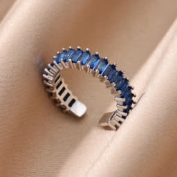 Cubic Zirconic Rectangle Open Rings For Women Men Gold Color Wedding Engaement Ring Luxury Brand Design Jewelry Christmas Gifts