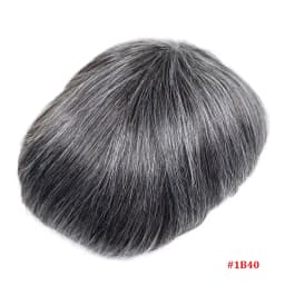 0.08-0.10MM Full Skin PU Toupee For Men V Loop Human Hair Men's Wigs #1B Men Capillary Prosthesis Hair Unit Replacement