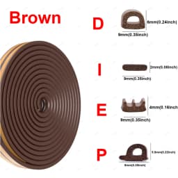 5m/10m DIEP Shape Window Seal Strip 4 Colors Self-adhesive Rubber Weather Stripping Door Windproof Insulation Noise Tape
