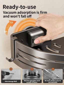 Suction Cup Perforation-Free Space Aluminum Bathroom Storage Shelf Bathroom Triangle Basket Wall Hanger Bathroom Corner Storage