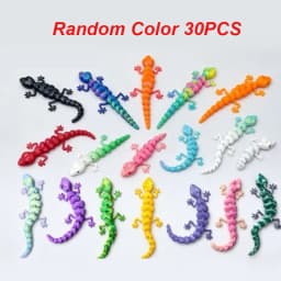 30PCS 3D Printed Gecko with Movable Joints - Fun Desk Toys, Random Colors, Cool Gift for Kids & Collectors