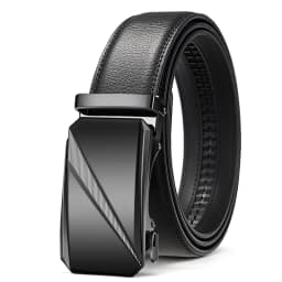 3.5cm Width High Quality Genuine Leather Men's Business Belt Metal Automatic Buckle Ratchet Black Brown