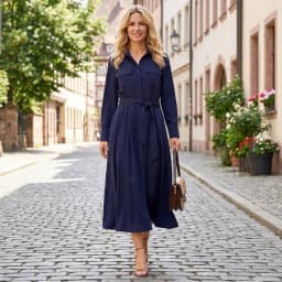 Willshela Women Fashion With Belt Solid Single Breasted Midi Dress Vintage Lapel Neck Long Sleeves Female Chic Lady Dresses
