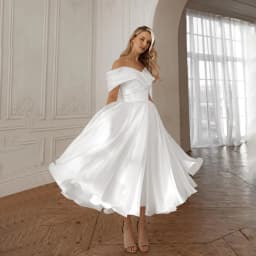 Off Shoulder Midi Wedding Dresses A-Line Ankle Length Ivory Bridal Shower Party Gowns Customized свадебное платье