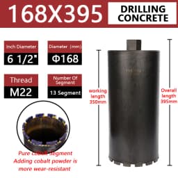 LAANCI Diamond Core Drill Bit Reinforced Concrete Drill Bit Diameter Range 25-200mm Total Length 400mm For Drilling On Concrete