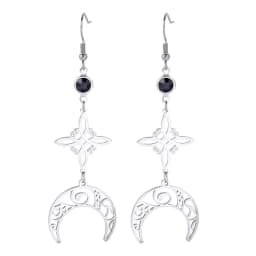 Unift Goth Stainless Steel Earring Triple Rune Moon Phase Pentagram Earrings Woman Men Vintage Jewelry Ear Piercing Witch Knot