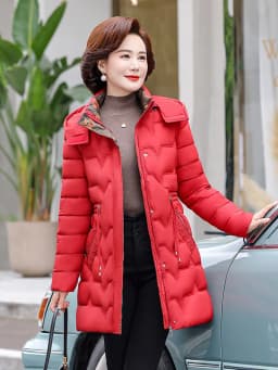 Women's Winter Thickened Long Cotton Jacket Quilted Slim Fit Waist-Cinching down Coat Regular Sleeve Long Zipper Closure