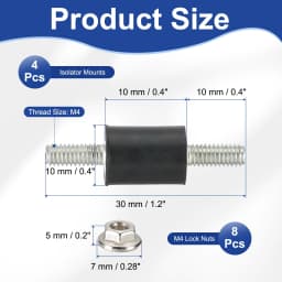 4/8Pcs M3 M4 M5 M6 Rubber Isolator Mounts Rubber Studs Shock Absorber Anti-Vibration Isolation Damping Mounts with Lock Nuts