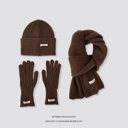 Winter Warm Knitted Hat Scarf Gloves Women's Windproof Adult Three-piece Set Scarves Solid Color Fashion Korean Hats for Women