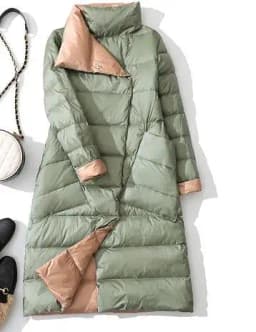 Two-Sided Women Warm Down Coat 2025 Autumn Winter Light Thin White Duck Down Jacket Female Long Oversize Puffer Parkas Outwears