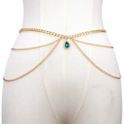 Fashionable, Versatile, Simple, Multi-layer Metal Body Chain, Personalized Emerald Diamond-set Waist Chain