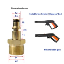 M22 14MM Fitting Hose Connector High Pressure Washer Hose Adapter Replacement Parts and Accessories for Karcher Lavor Bosch