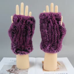 2026 New Fashion Real Rex Rabbit Fur Gloves Women Winter Genuine Fur Mittens Girl Fingerless Gloves Wrist Warmer Elastic Fluffy