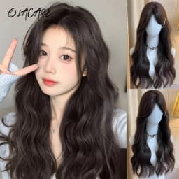 OLACARE Long Body Wave Black Brown Purple Cosplay Wigs Heat Resistant Synthetic Wigs Middle Part Natural Lolita LM Wigs Women