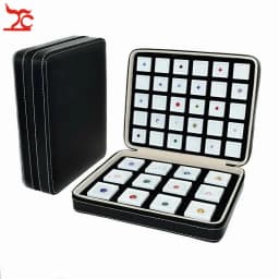 High-End Black Leatherette Gemstone Storage Box Diamond Travel Case Jewelry Holder with Gem Box Protable