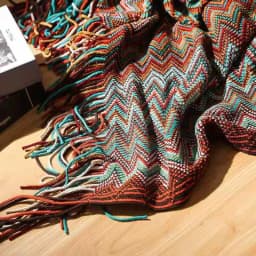 Bohemian Bed Blanket Knit Model Home Decoration, Colorful Striped Sofa Cover, Large Size Bedspread, Hotel Bed End Towel Cover