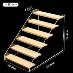 3-6 Layer Transparent Display Rack & Wooden Ladder Storage Shelf, Dustproof Organizer Stand for Cupcakes, Model Toys