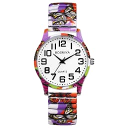 LANCARDO Men's and Women's High Definition Easy to Read Elastic Watch Arabic Digital Scale Printing Decorative Telescopic Strap