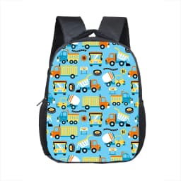 Cartoon Police Car Fire Engine Excavator Print Backpack Children Truck Kindergarten Bags Toddler Diaper Book Bag Schoolbags