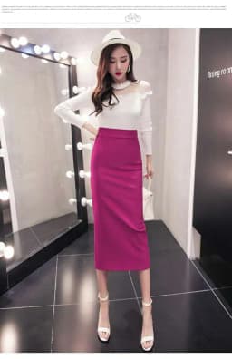 2024 summer new women's stretch slim temperament bag hip skirt ladies Knee-Length Casual Polyester Solid