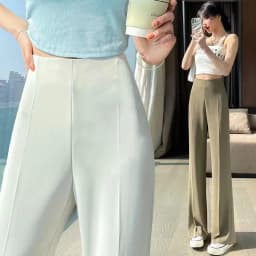 White High Waist Straight Leg Suit Pants for Women Spring Summer 2023 New Small Size Wide Leg Trousers Asymmetrical Korean Style