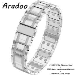 ARADOO Premium Titanium Steel Bracelets for Men with 3X Ultra Strenth Magnetic Wristband Jewelry Gifts