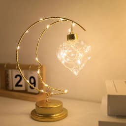 GGbingLED Light Moon Shape Design Home Decoration Star Light Indoor Ornament Small LED Night Lamp Heart Iron Material for Gift
