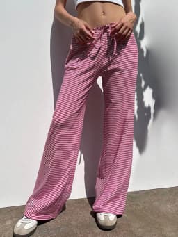 Women's Stripe Drawstring Low Waist Sweatpants Casual Elastic Baggy Straight Leg Pants Loose Fit Summer Streetwear Trousers