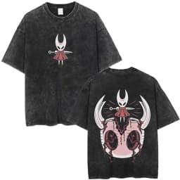 Washed Vintage Game Hollow Knight Double Sided Print T-shirt Men Women Fashion Casual T-shirts Oversized Short Sleeve T Shirts