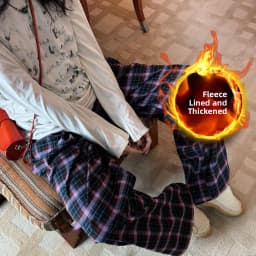 Lamb Velvet Fce Lined Thi Plaid Casual Pants Women's Autumn Winter Loose Straight Leg Wide Leg Cotton Spwear Trousers