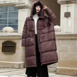 Janveny Women 90% White Duck Down Jacket With Hooded Loose Oversize Long Puffer Coat Autumn Winter Warm Outwear Female Parkas