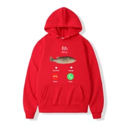 Fih Calling Remind Me Message Decline Accept Phone Call Fish Hoodies Funny Fishman Outfit Sweatshirt Men Women Fleece Pullovers