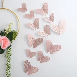 NEW 12Pcs 3D Hollow Butterfly Wall Sticker Home Decoration Kids Room Party Wedding Decor Rose Gold Butterfly Fridge DIY Stickers