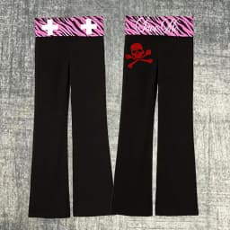 Y2K Women Low Rise Flare Pants Red Fold Waist Gothic Bell Bottom Sweatpants Emo Alt Dark Casual Streetwear Long Trousers