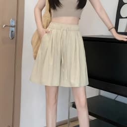 Solid Color Casual Summer Shorts for Women Thin Breathable Elastic Waist Shorts Woman Vacation Loose Wide Leg Shorts Beach Pants