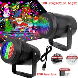 Christmas Projector Light 16 Patterns Rotating LED Projection Lamp Santa Snowflake Pattern Holiday Projector for Xmas Home Party