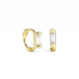 Aide 925 Sterling Silver Rectangle Colorful Zircon 6mm Huggie Earrings Mini Circle Second Hole Cartilage Earring Hoops Jewelry