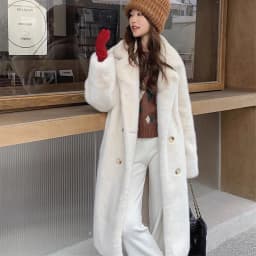 2025 Autumn Winter New Loose Environmentally Friendly Rabbit Fur fur Coat Long Thick Warm Temperament Loose Suit Collar Coat