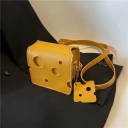Women's Triangle and Square Cheese Shaped Mini PU Leather Bags Cute Earphone Lipstick Purses Handbags Crossbody Shoulder Bag