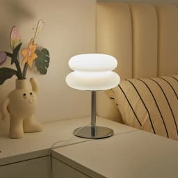 Cream Table Lamp Plastic Lampshade Bedroom Bedside Decorative Lamp USB Plug Tri Color Dimming Living Room Study Atmosphere Light