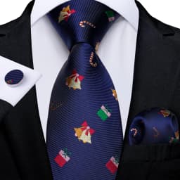 Blue Green Christmas Men tie Set with Handkerchief Cufflinks Wedding Prom Groom Accessories Perfect Gift for Men