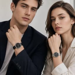 2Pcs Lovers Watch Set Classic Minimal Mesh & Leather Strap Analog Quartz Wristwatch Men Women Fashion Couple Matching Timepieces
