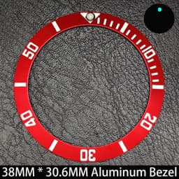 Sloping 38mm * 30.6mm Ceramic/Aluminum Blue Luminous Bezel GMT and Diving Watch Insert Fit for 40mm Watch Case Replacement Watch